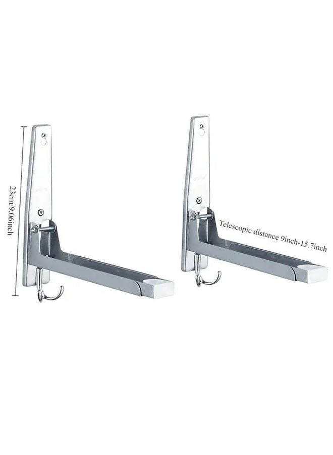 304 Stainless Steel Wall Mounted Microwave Oven Rack Adjustable Telescopic Storage Shelf - Image 3